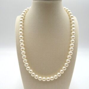 Classic White Imitation Pearl Bead Necklace 16"‎ Elegant Adjustable Chain Clasp